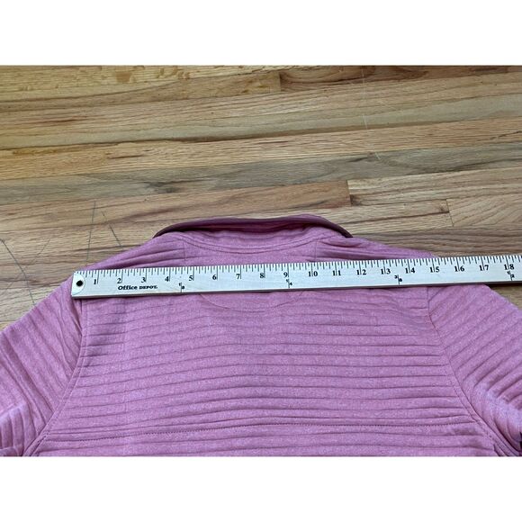 L.L. Bean Airlight Women's S Pink Pullover Quarter Snap Sweatshirt Knit Striped - Picture 5 of 8
